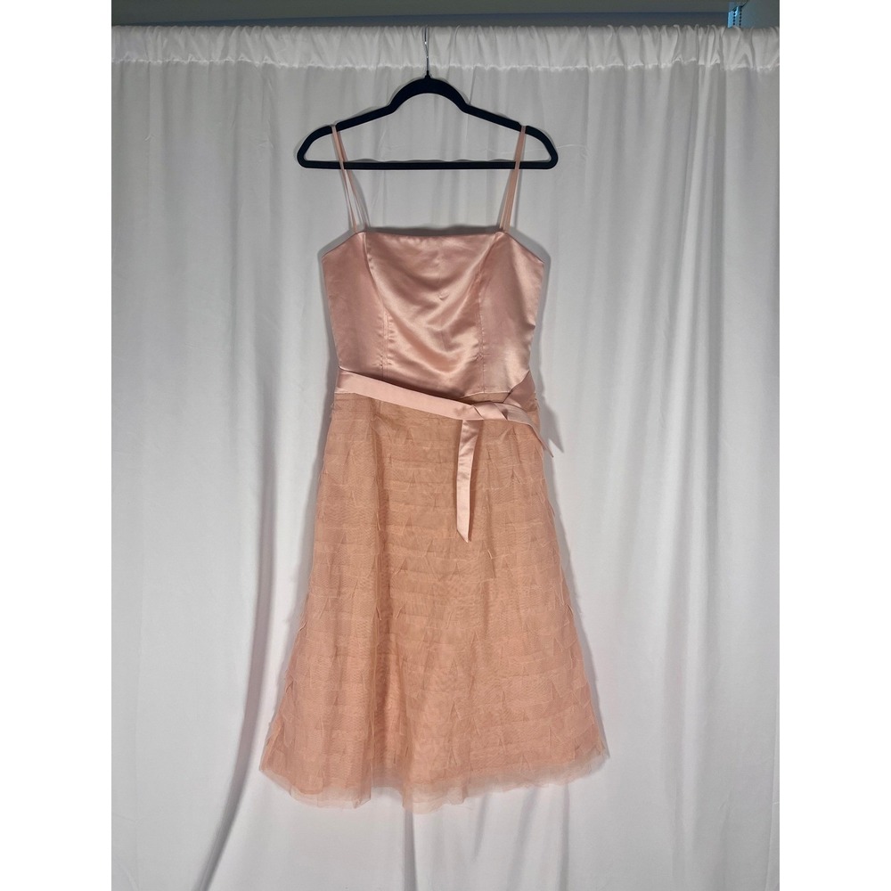 Vintage BCBGMAXAZRIA Pink Satin Corset Formal Fit & Flare Rare Dress Size 8